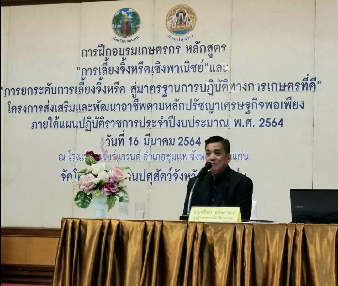 ?พช.ขอนแก่น :ร่วมโครงการส่งเสริมและพัฒนาอาชีพตามหลักปรัชญาเศรษฐกิจพอเพียง : เพิ่มประสิทธิภาพการผลิตจิ้งหรีดเชิงพาณิชย์เพื่อความมั่นคงด้านอาหาร?