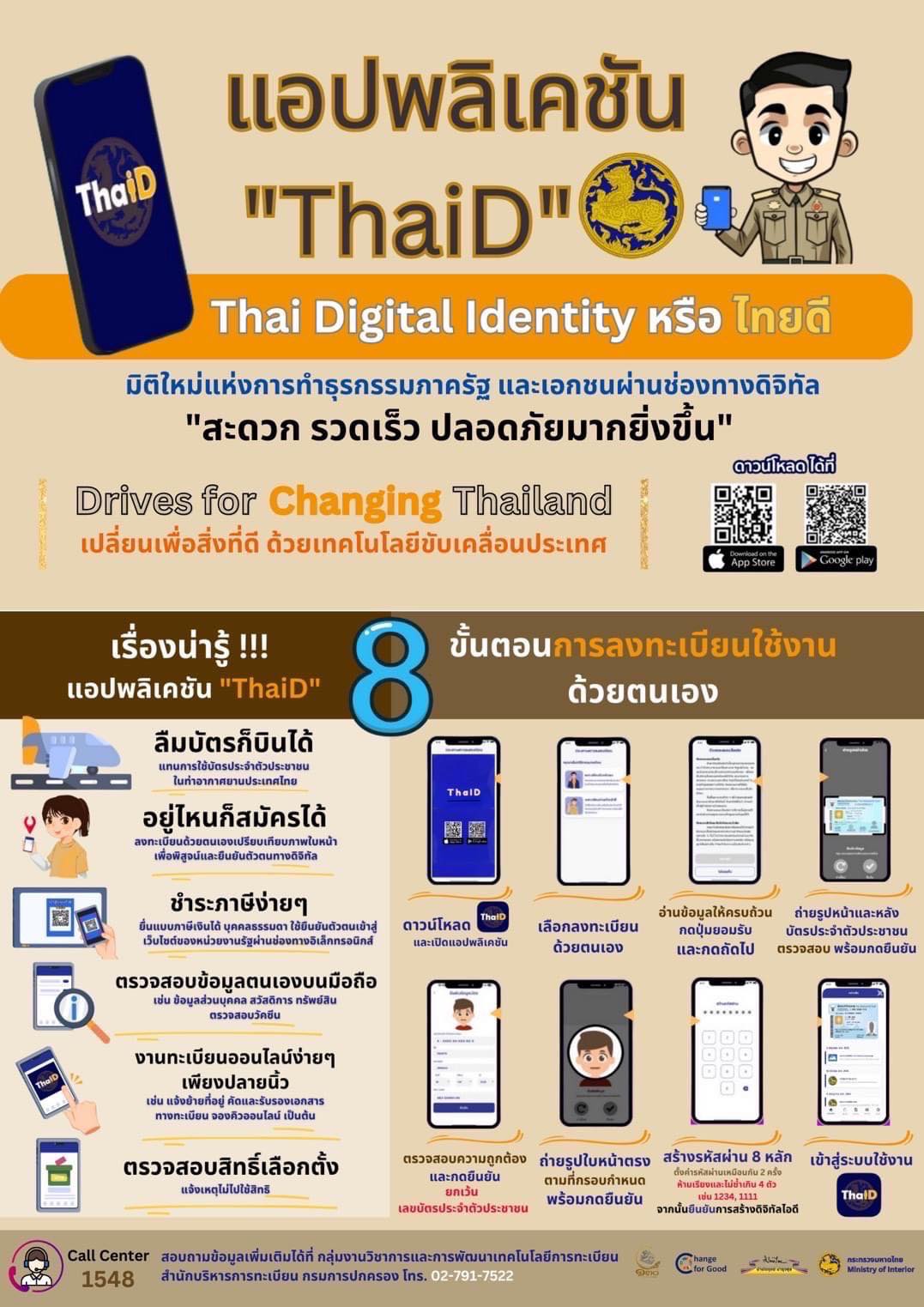 จังหวัดขอนแก่น : ประชาสัมพธ์เชิญชวนพ่อแม่พี่น้องประชาชนทุกท่านใช้บริการ App ดีๆที่ชื่อว่า Thai ID