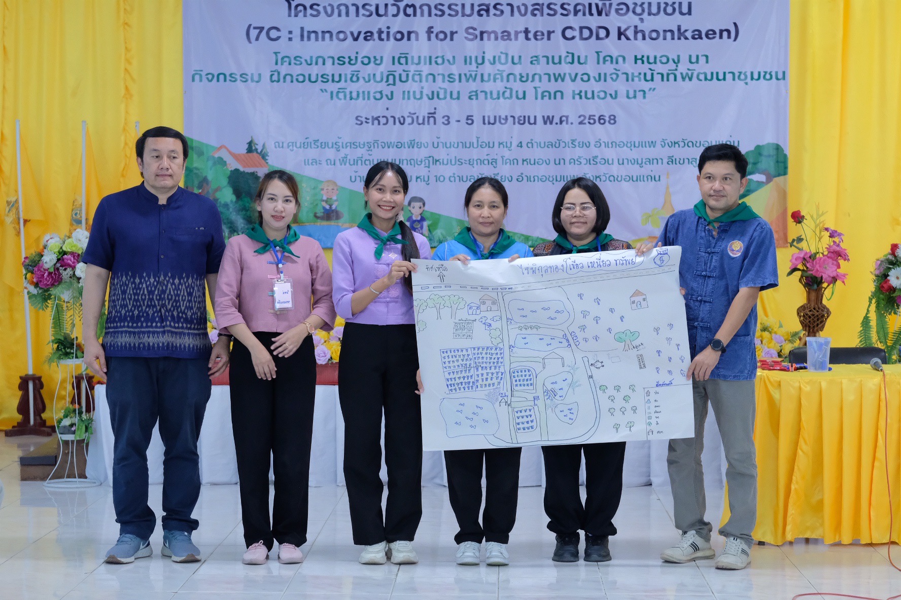 พช.ขอนแก่น : ดำเนินโครงการนวัตกรรมสร้างสรรค์เพื่อชุมชน (7C : Innovation for Smarter CDD Khonkaen) “เติมแฮง แบ่งปัน สานฝัน โคก หนอง นา” กิจกรรม ฝึกอบรมเชิงปฏิบัติการเพิ่มศักยภาพของเจ้าหน้าที่พัฒนาชุมชน “เติมแฮง แบ่งปัน สานฝัน โคก หนอง นา” ณ ศูนย์เรียนรู้เศรษฐกิจพอเพียง บ้านขามป้อม หมู่ 4 ตำบลขัวเรียง อำเภอชุมแพ จังหวัดขอนแก่น (วันที่3)